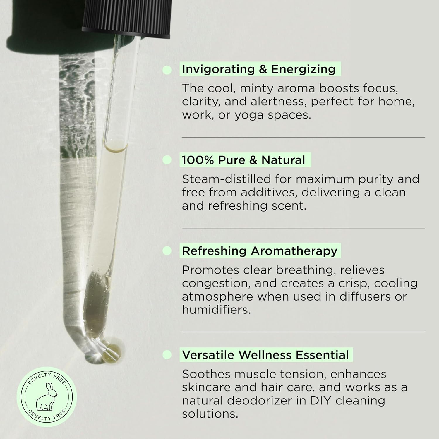 Peppermint Essential Oil - 1oz Pure Peppermint Oil for Diffuser Or Aromatherapy, Minty Fresh Scent for Energy, Focus and Vitality, Suitable for Home, Skincare and Humidifiers