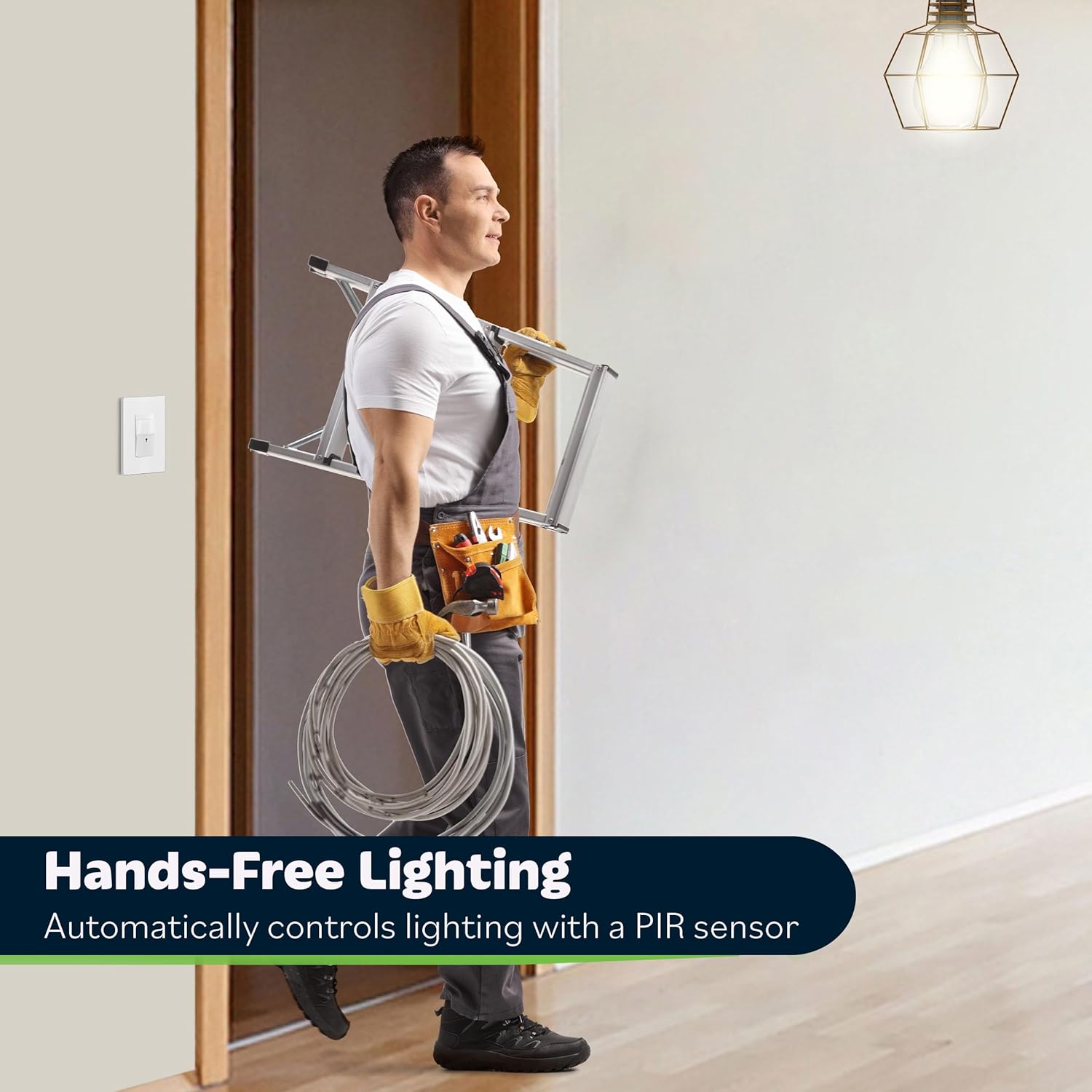 TOPGREENER Motion Sensor Switch, PIR Sensor with Ambient Light Level, Occupancy & Vacancy Modes, No Neutral Required, Ground Wire Required, 150W LED/CFL, Single Pole, TDOS5-JM-W-6PCS, White, 6 Pack