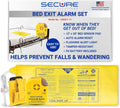 Secure Bed Alarm for Elderly Adults - 12" x 30" Motion Pressure Sensor Pad, 80 dB Patient Monitor with Holder, 9V Battery - Wandering & Fall Prevention for Dementia Patients Seniors