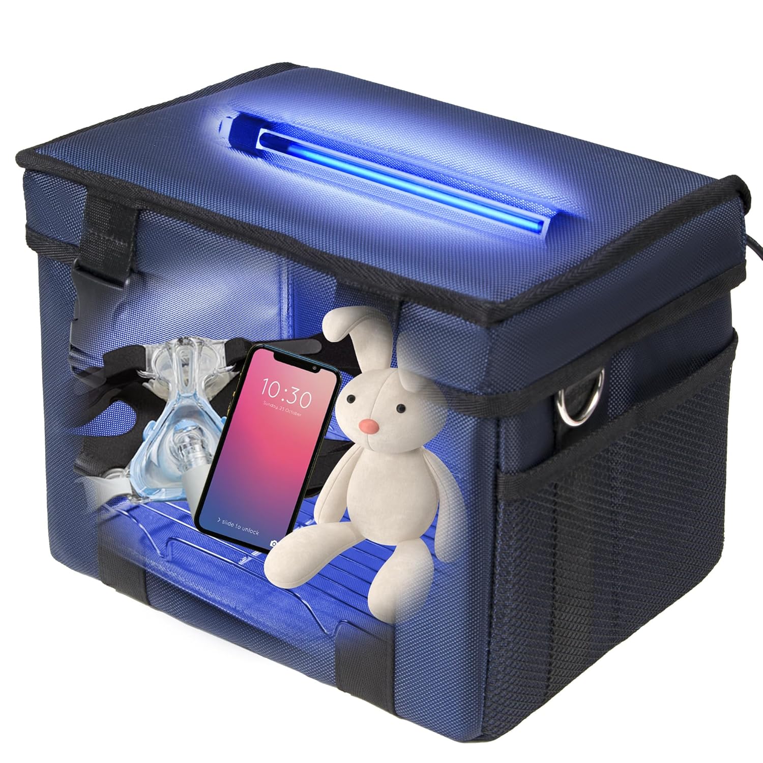 UV Sanitizer Box, 12L Portable Sanitizing and Cleaning Machine with 3-Level Timer, Foldable UV Cleaner Box for Toys, Mask, Towel, Key Etc. Ozone Free UV Cleaning Machine