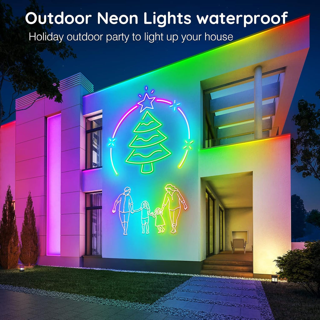 AILBTON 60Ft Neon Rope Lights,Flexible Led Rope Lights Control with App/Remote,Multiple Modes Rope Lights,IP65 Outdoor RGB Led Neons Lights,Music Sync Gaming Led Neon Light Strip for Bedroom Decor