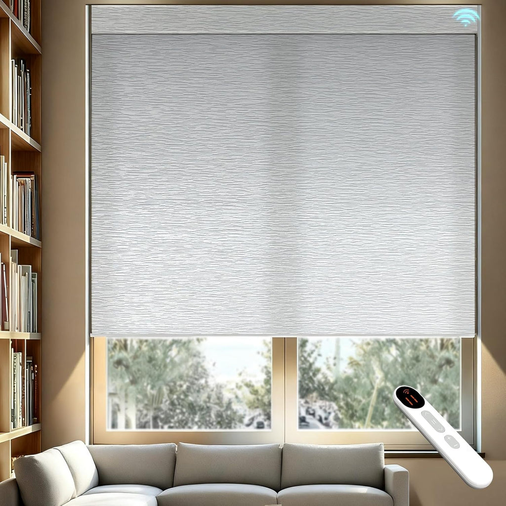 Smart Motorized Blinds – 70% Blackout Roller Shades with Remote, Alexa/Google Home/Siri Control, Matter Compatible, Wireless Rechargeable Battery, Custom Sizes for Windows & Sliding Doors