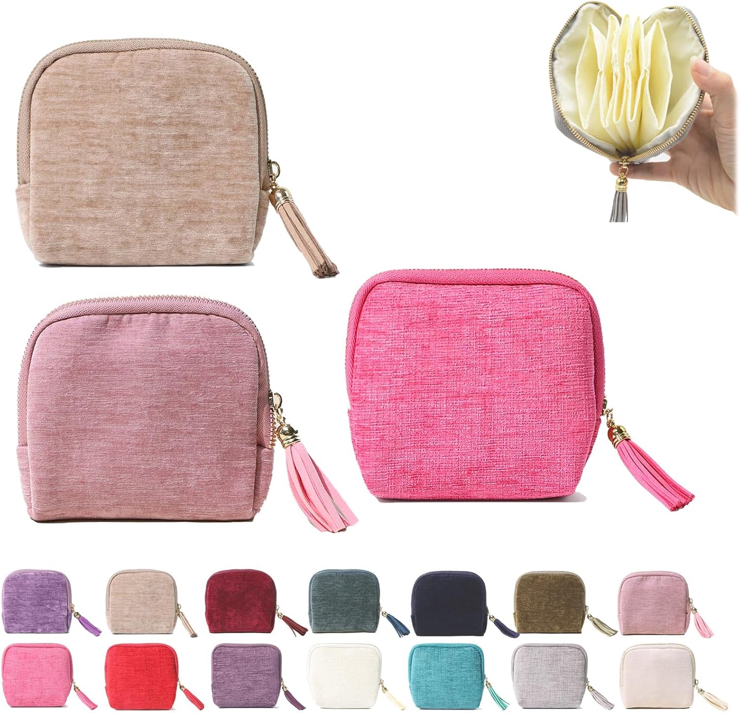 Stuffdatas Travel Jewelry Case, Stuffdatas Bags, Small Jewelry Travel Pouch Mini, Travel Jewelry Organizer Pouch Velvet, with 5 Compartments (3PCS-D)
