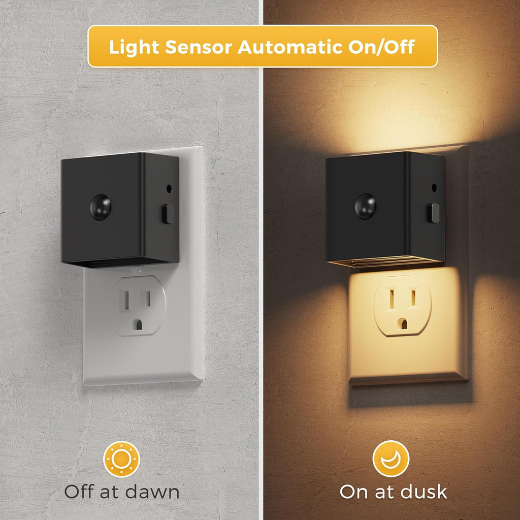 L LOHAS LED Motion Sensor Night Light,[4-Pack] Plug in Night Light with Dusk to Dawn Sensor,Brightness Adjustable,3000K Soft White Nightlight for Bathroom Hallway Kitchen