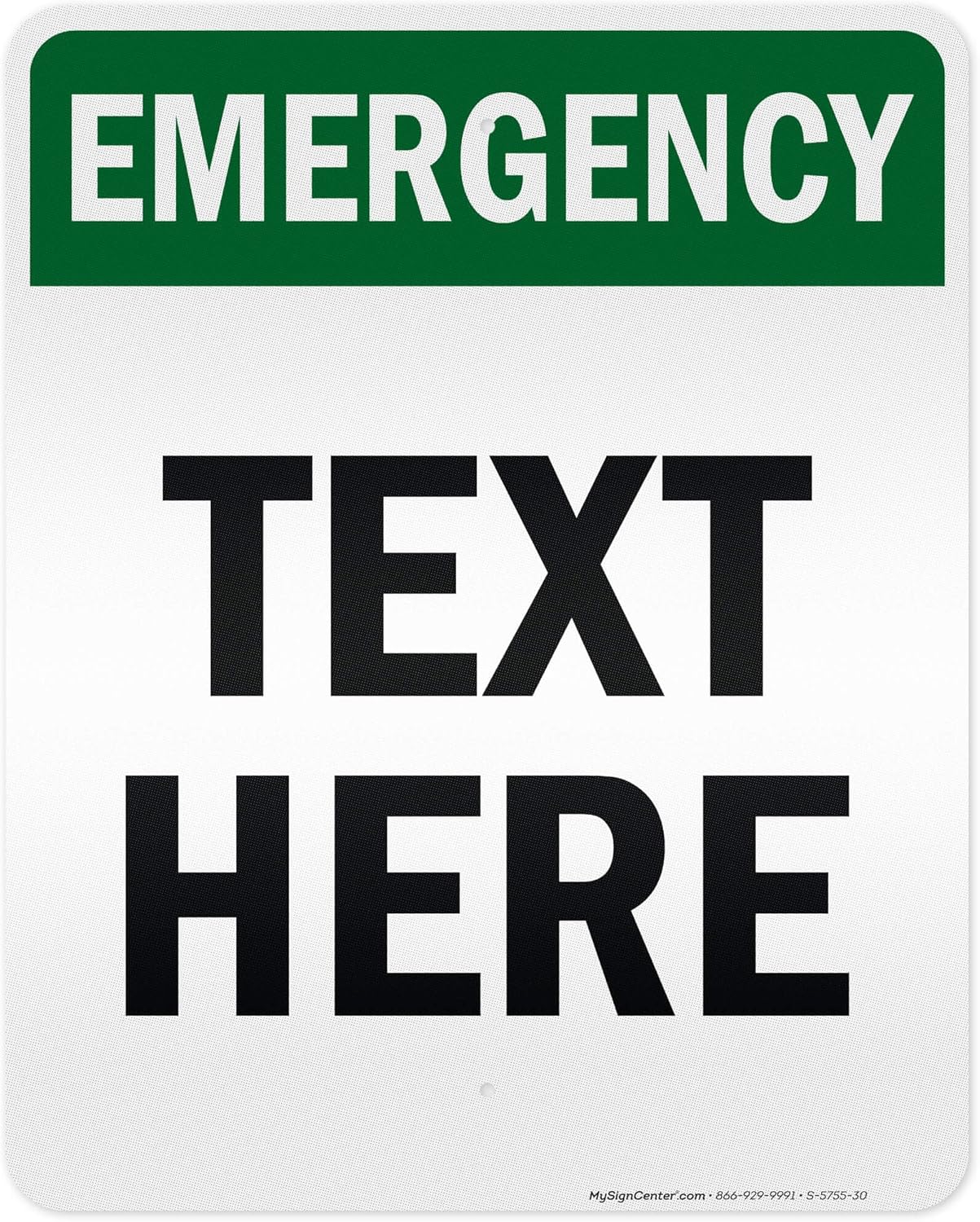 Custom Emergency Sign, OSHA Sign, 24x30 Inches, 3M EGP Reflective, Rust Free .080 Aluminum, Fade Resistant, Made in USA by My Sign Center