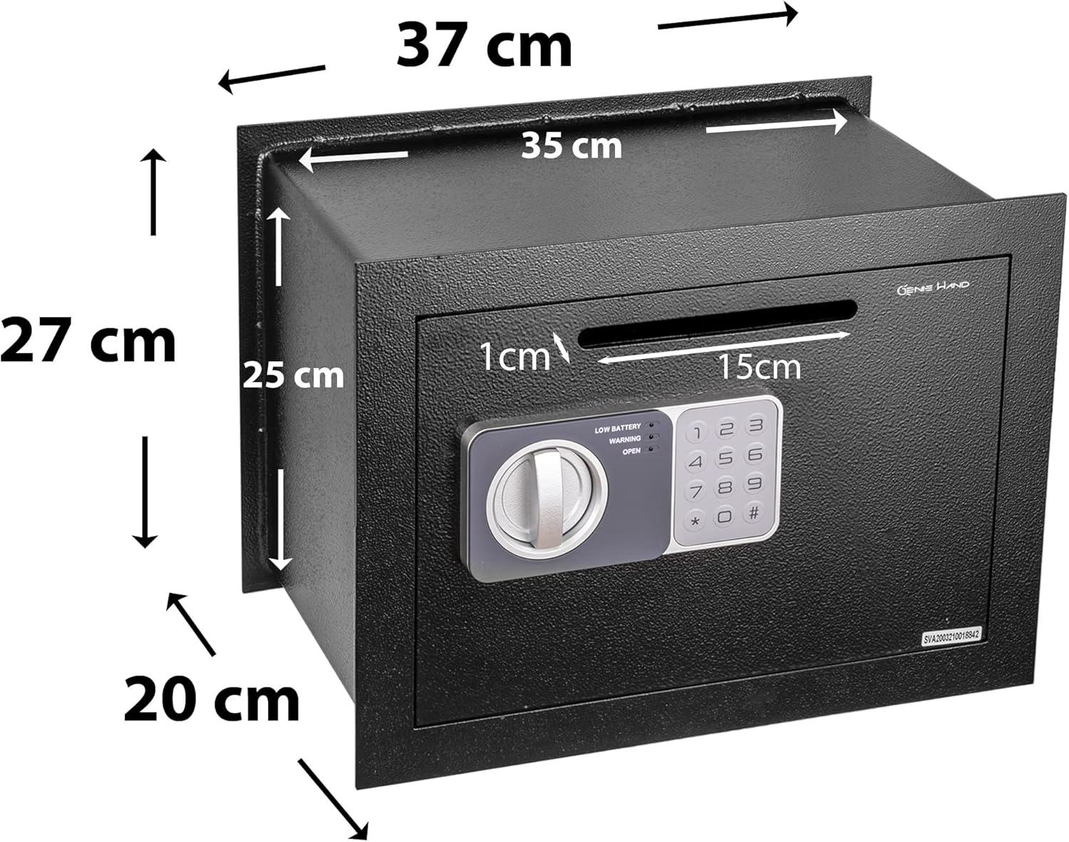 Genie Hand – Time Delay Safe, Anti Robbery Safe Box, Timed Controlled Opening – B-Class Lock – Anti Bounce Technology (Wall – Medium – Depository)