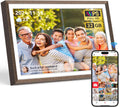 Frameo Wood 10.1 inch Digital Picture Frame, Smart WiFi Digital Photo Frame with 32G Memory, HD Touch Screen, Auto-Rotate, Slideshow, Easy Setup, Share Photos and Videos Anywhere(Brown Wood)