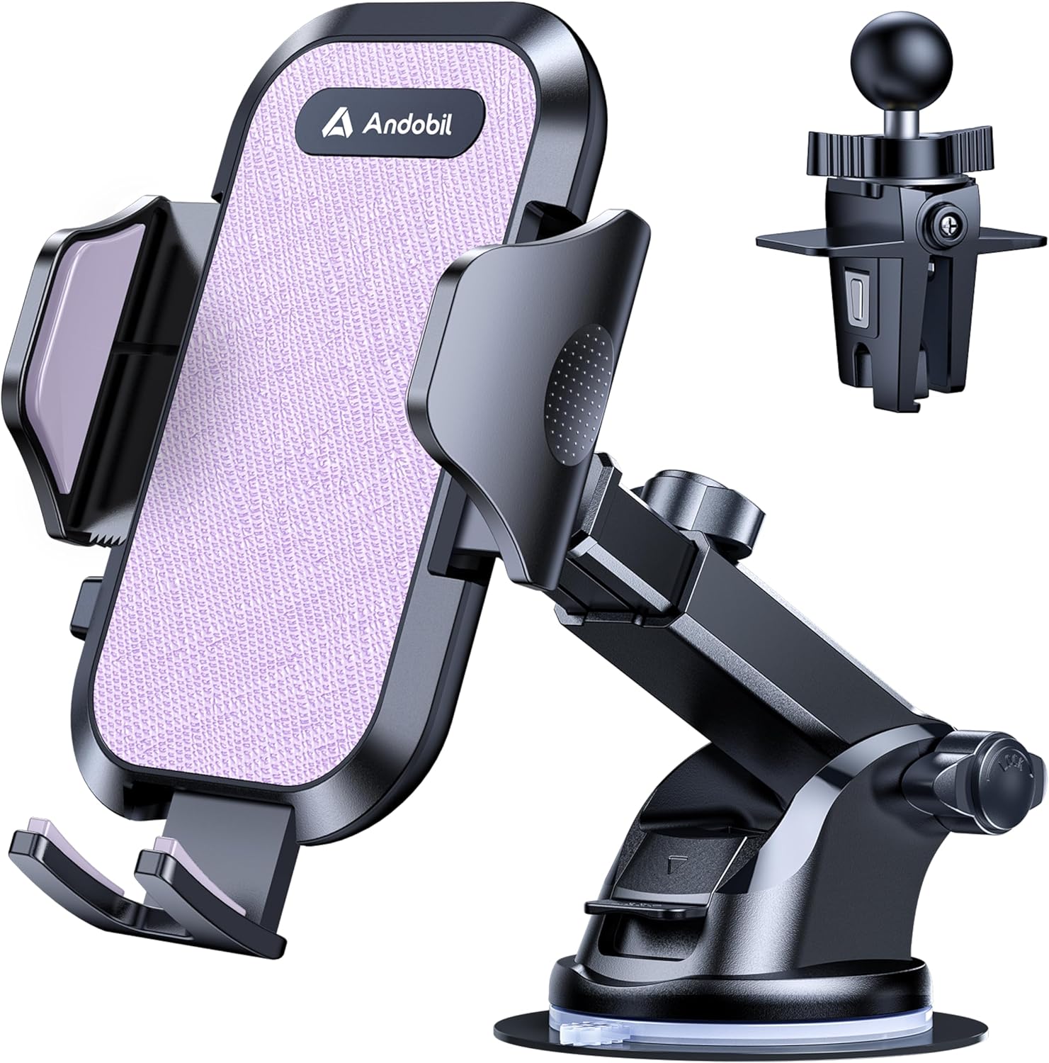 andobil Car Phone Holder, 2025 Military-Grade 89bs Strongest Suction Phone Holders for Your Car Dashboard/Windshield/Vent Easy Clamp Cellphone Holder Truck Stand for iPhone 17 16 15 Pro Max, Purple