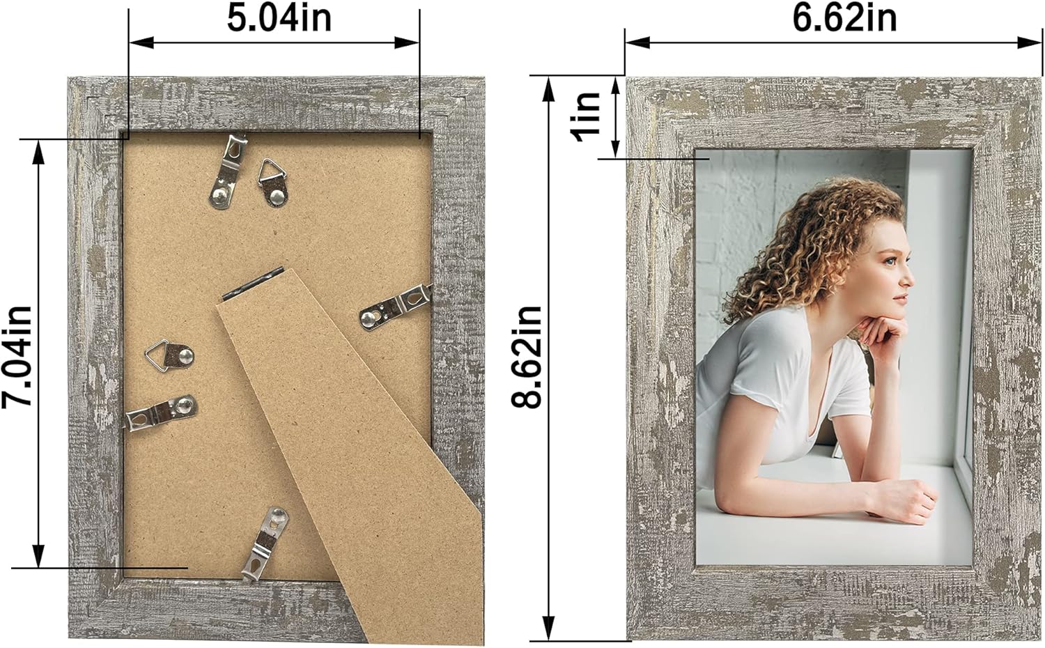 iRahmen 5x7 Picture Frame Set of 4, High Definition Glass Distressed Moss Green Frame, 5 x 7 Wood Photo Frames for Tabletop Display and Wall Mounting