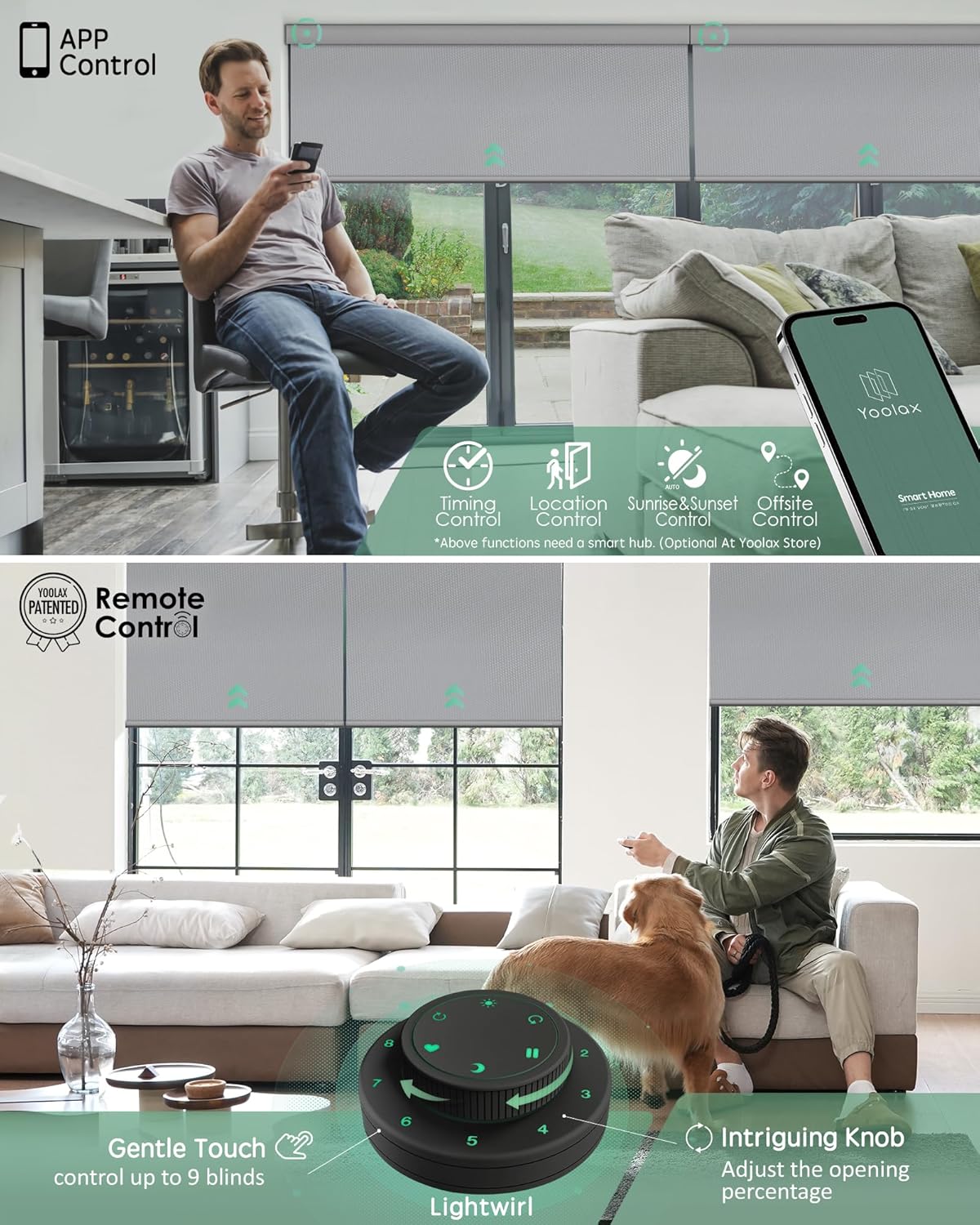 Yoolax Motorized Blinds with Remote, Waterproof Smart Blinds for Windows Blackout Automatic Shades Work with Alexa Remote Control Roller Window Shades with Valance, Custom Size (Vinyl-Light Grey)