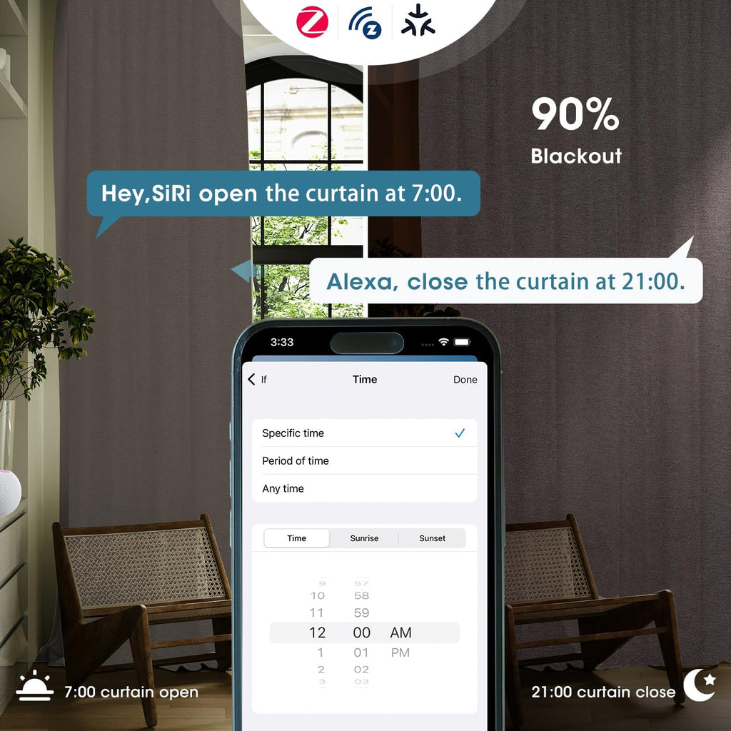 SmartWings Automatic Curtain Opener with Drapery, Motorized Vertical Blinds with Remote, Electric Closet Doors Sliding Panels Compatible with Alexa Google Homekit, 90% Blackout Coconut Brown
