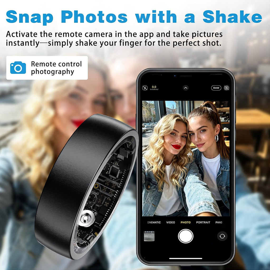Smart Health Ring for Men Women, Fitness Tracker Ring with Sleep Monitoring, Heart Rate, SpO2, IP68 Waterproof, Step Counter Calorie Tracker Health Rings (Black 7)