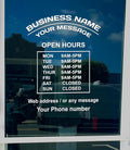 Business Hours Sign for Window – Two Title Lines (Two Arc-Portrait) If you select the Size 19"x25", you'll get 2 devided signs (Title area-19"x9", Open hour area-19"x16") for easier installation.