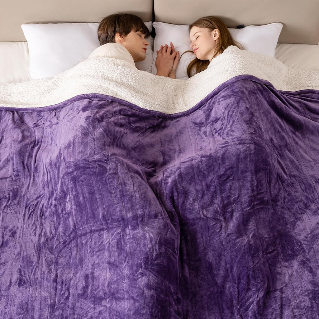 Bearhug Electric Blanket King Size 100" x 90", Dual Controller Heated Blanket, Velvet & Sherpa, 10-Heating Level & 0.5-12H Auto Off, Over-Heat Protect, ETL, Machine Washable