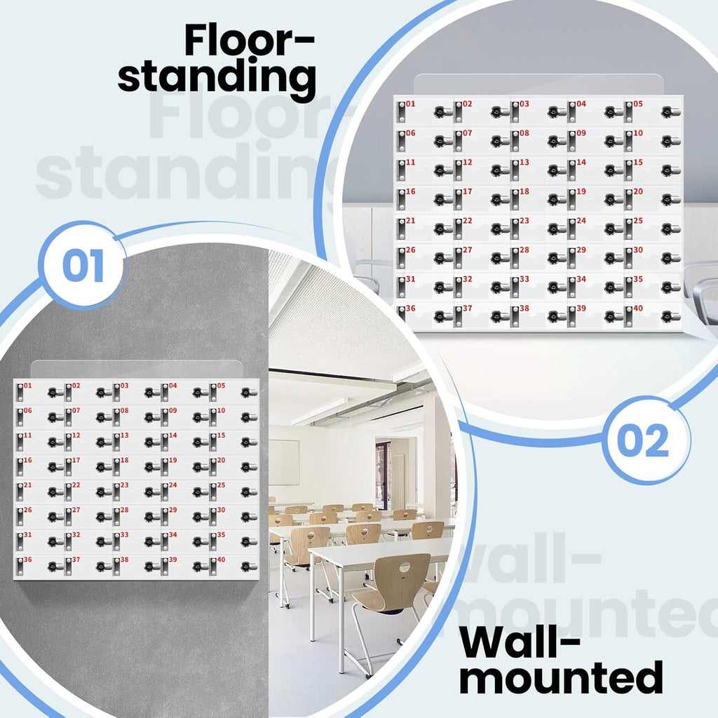 Cell Phone Storage Locker 40 Slots Acrylic Material with Door Locks and Keys, Wall-Mounted Cell Phone Storage Cabinet for Office Classroom Gym Firms, Lockers for Storage, Clear (40 Slots)