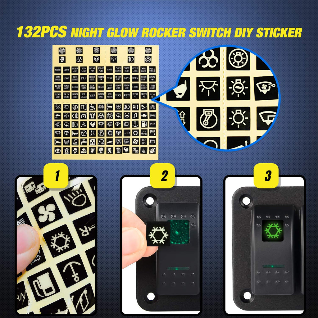 Nilight 3 Gang Aluminum Rocker Switch Panel Toggle Dash 5 Pin ON/Off Pre-Wired GreenBacklit for Automotive Cars Marine Boats RVs, Green (90127C)