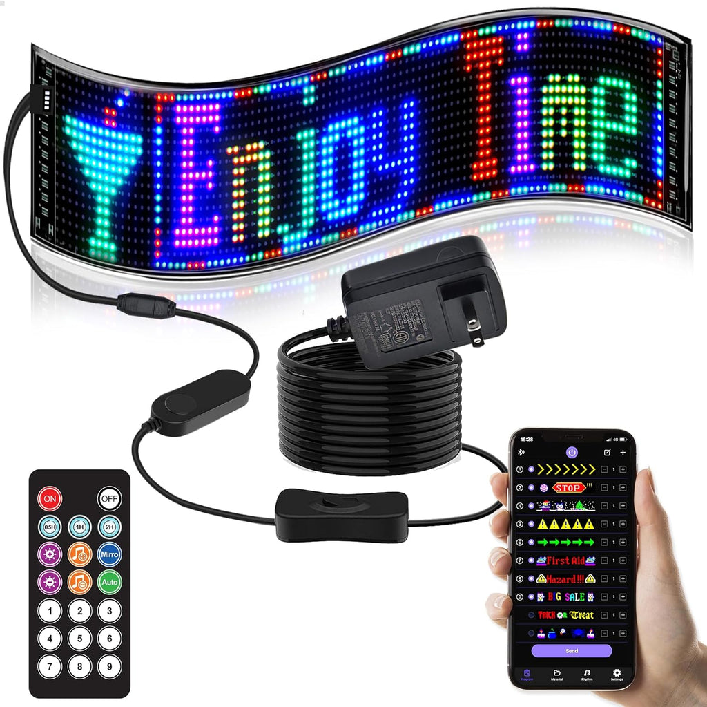GOTUS Programmable LED Sign,LED Sign for Business,Bluetooth APP Control,DIY Design Text, Patterns, Animations