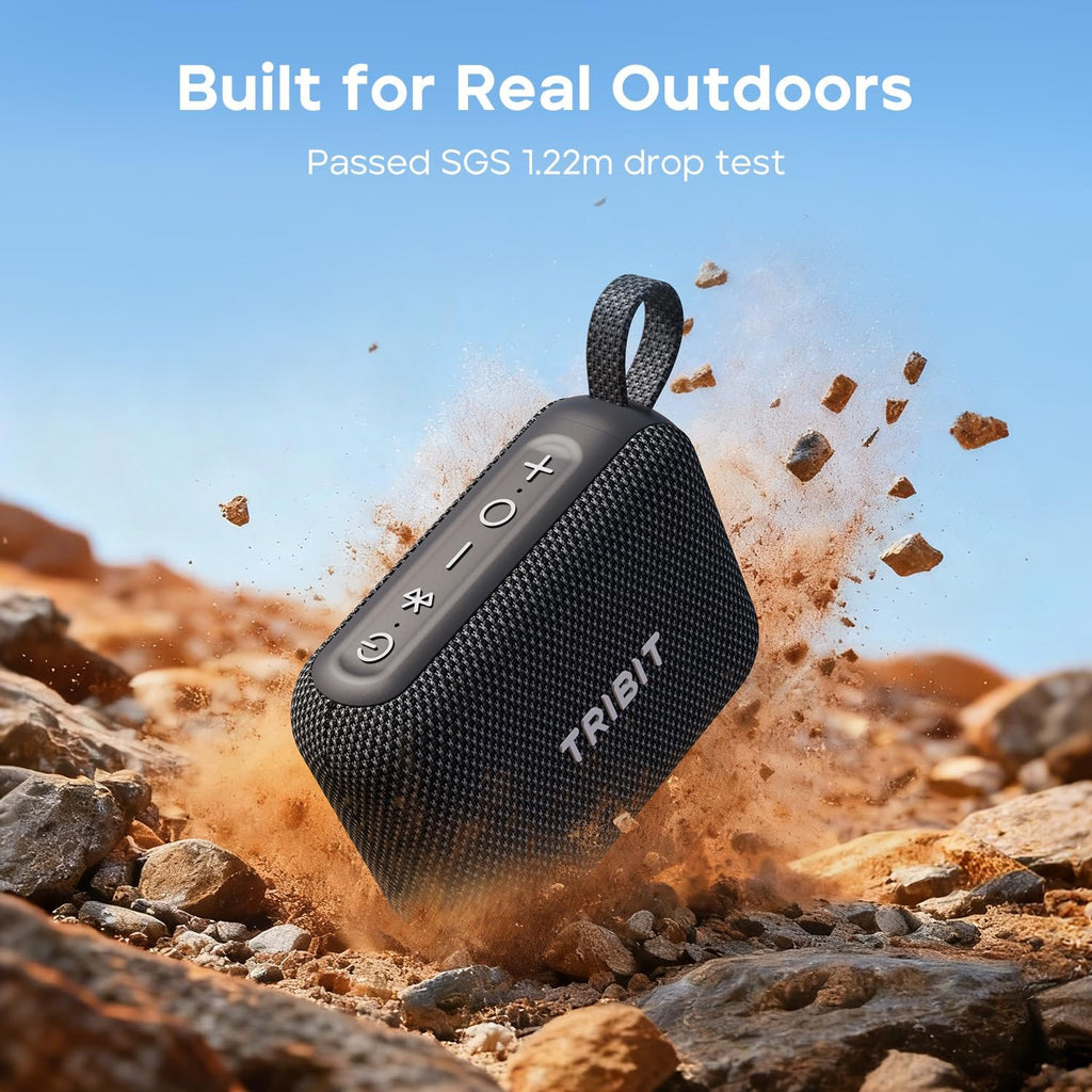 Tribit PocketGo Portable Bluetooth Speaker, 20H Playtime, IP68 Waterproof/Dustproof, Wireless, BT6.0, Shower, Powerful Sound, Custom EQ, TWS, Support TF Card, Floatable, Type-C, Travel/Outdoors (Blue)