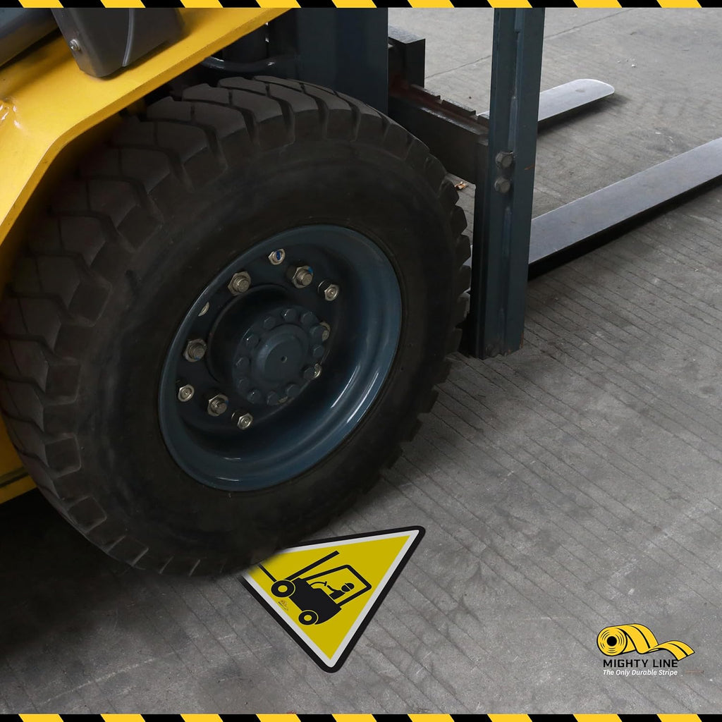 Mighty Line Forklift Floor Sign for Safety, Warning, Heavy-Duty, Peel and Stick, Adhesive, Industrial Quality, Forklift Crossing with Driver, 16"