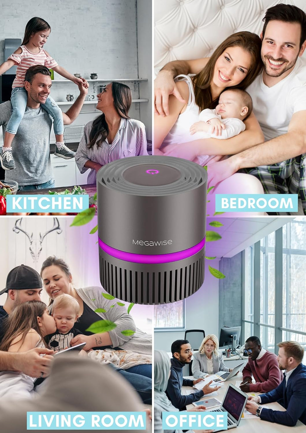 MEGAWISE H13 HEPA Air Purifier for Home & Office, Desktop Air Cleaner with True HEPA Filter, Ultra-Quiet, Compact Design – EPI810 (Black, No Light)