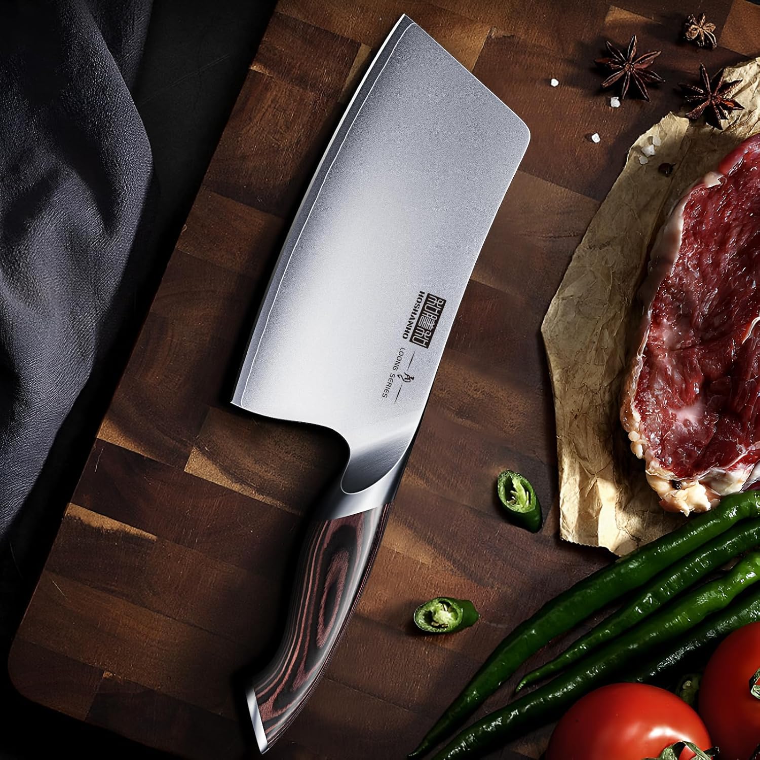 HOSHANHO Cleaver Knife 7 Inch, Ultra Sharp Japanese High Carbon Steel Vegetable Meat Cleaver, Multifunction Chopper Butcher Knife for Home Kitchen and Restaurant
