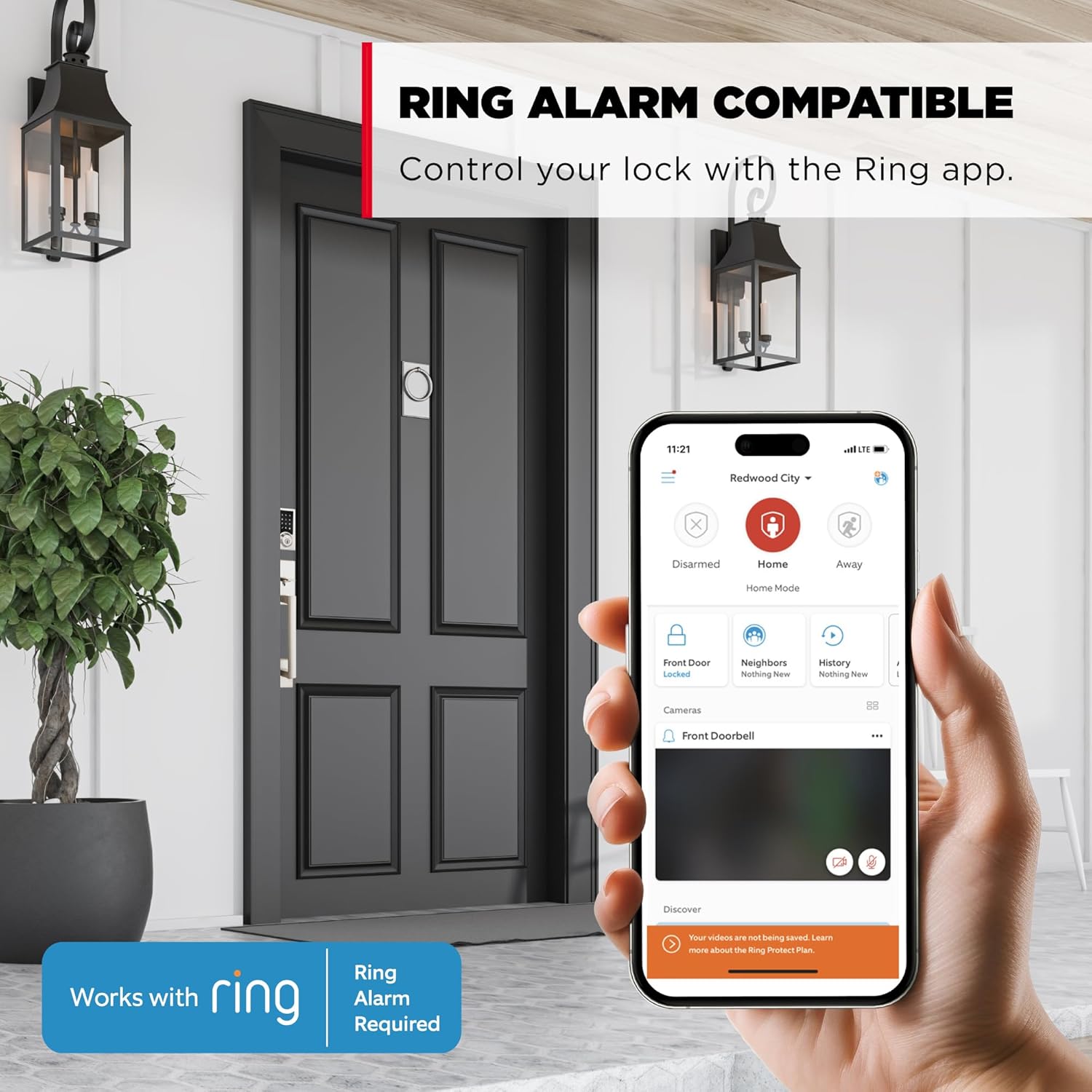 Kwikset HomeConnect 918 Contemporary Z-Wave Long Range Enabled Touchscreen Lock Works with Ring Alarm, Samsung SmartThings Hub Required, Sold Seperately in Satin Nickel