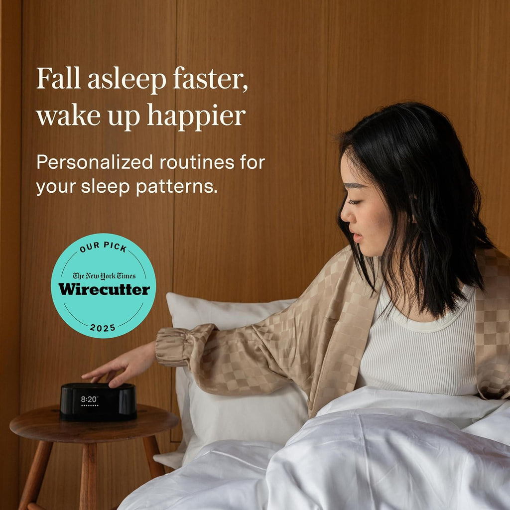Loftie Alarm Clock with Sound Machine – Smart Alarm Clock w/Light, White Noise, Bluetooth Speaker, Night Light, 100+ Sounds, Blackout Mode, No WiFi Mode, Optional Subscription, White