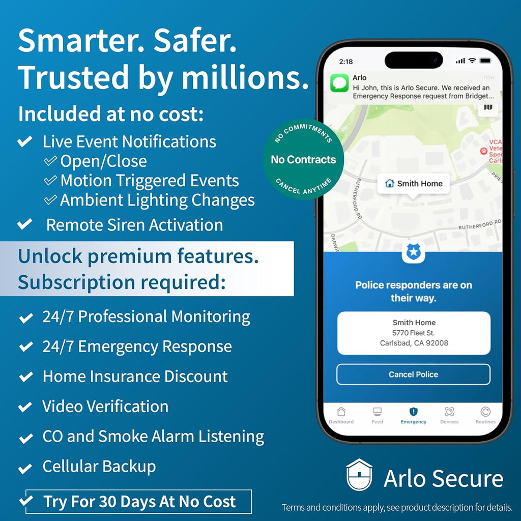 Arlo Home Security System - Wired Keypad Sensor Hub, (2) 8-in-1 Sensors, 24/7 Professional Monitoring + Outdoor 2K (1 Cam) + Bundle - No Contract Required, Alarm System for Home Security