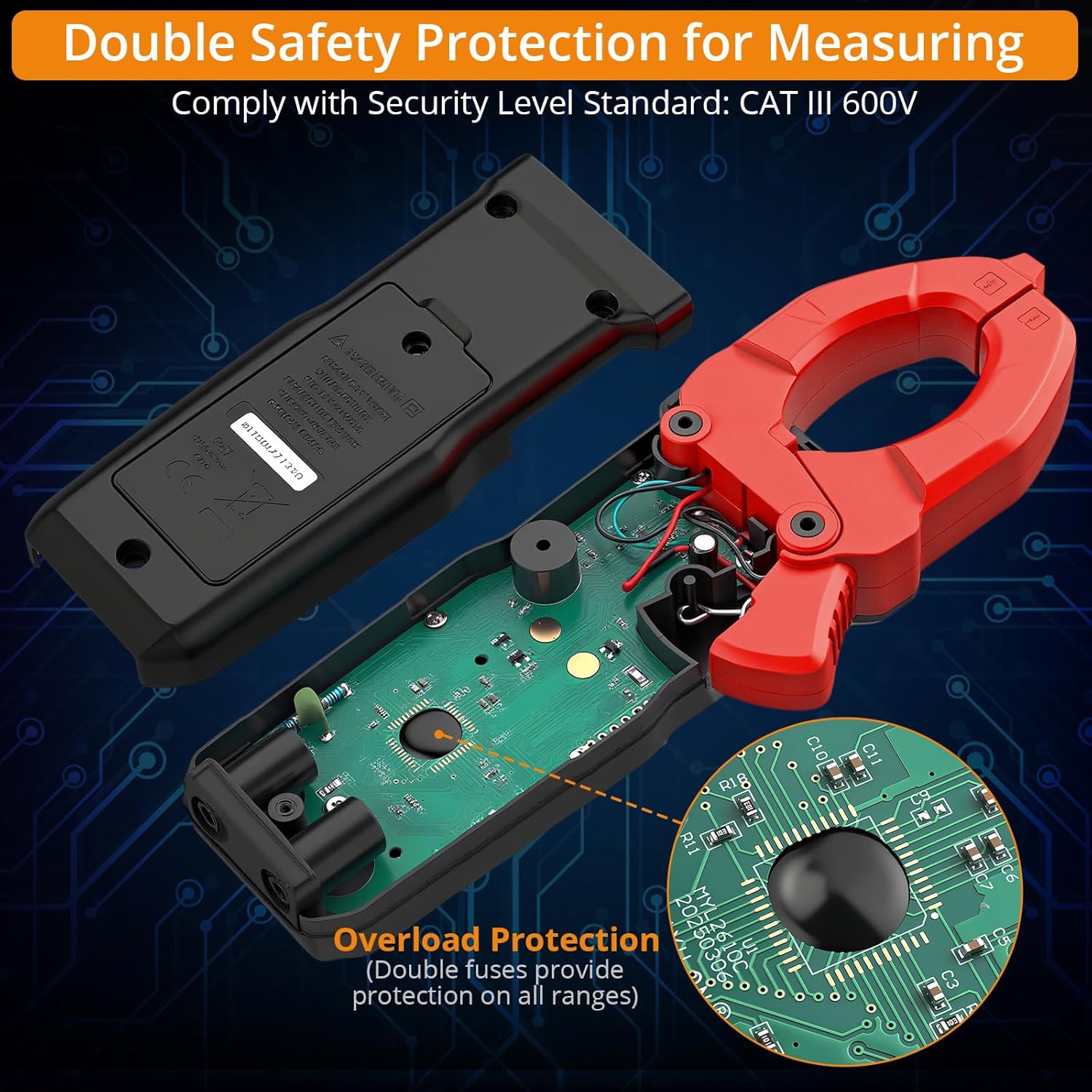 Neoteck Clamp Meter 4000 Counts Amp Meter for TRMS AC Current AC/DC Voltage 600A Auto Range Digital Multimeter with Capacitance Continuity Resistance NCV Diode Test for Car Electric Cabinet