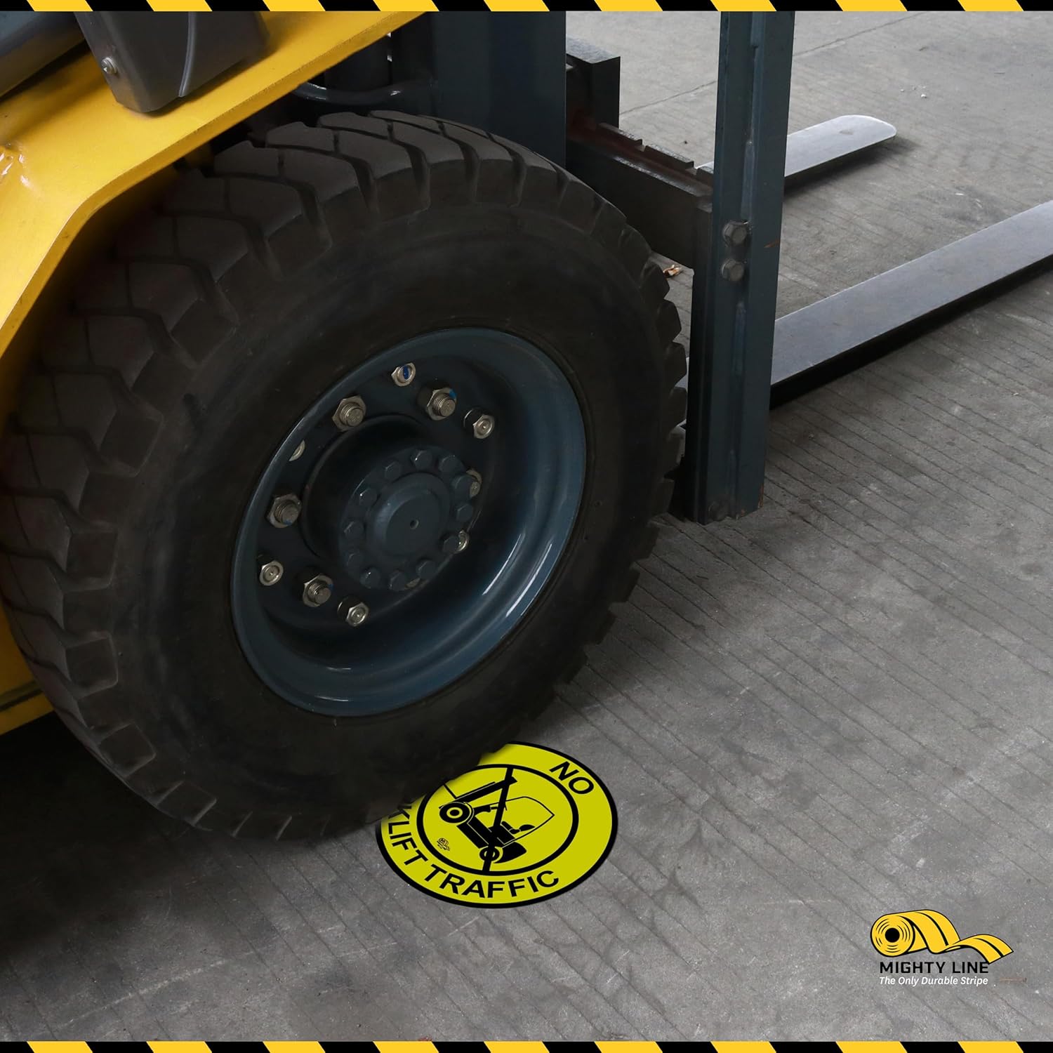Mighty Line Forklift Floor Sign for Safety, Warning, Heavy-Duty, Peel and Stick, Adhesive, Industrial Quality, No Forklift Traffic, 12"