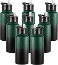 VEGOND 32 oz Insulated Water Bottle Bulk Stainless Steel Metal Water Bottles with Leak Proof Straw Lid & Spout Lid, Wide Mouth Double Walled Vacuum Travel Sports Bottle, 8 Pack