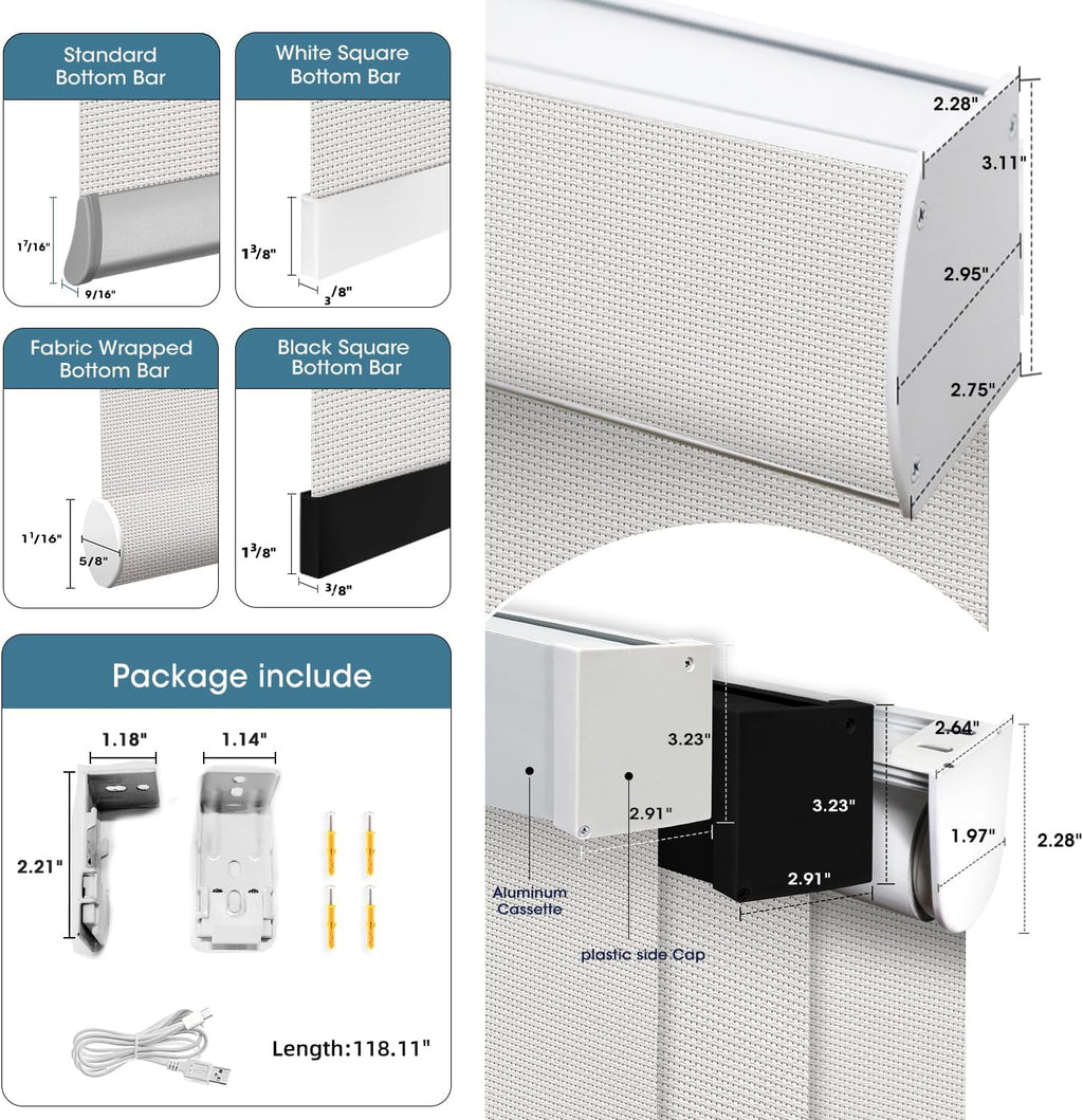 SmartWings Motorized Roller Shades 5% Openness Without Privacy Custom Size, Rechargeable Battery, Works with Matter/Apple HomeKit, Alexa, Thread/Zigbee, Remote Optional, 5% Openness Ice