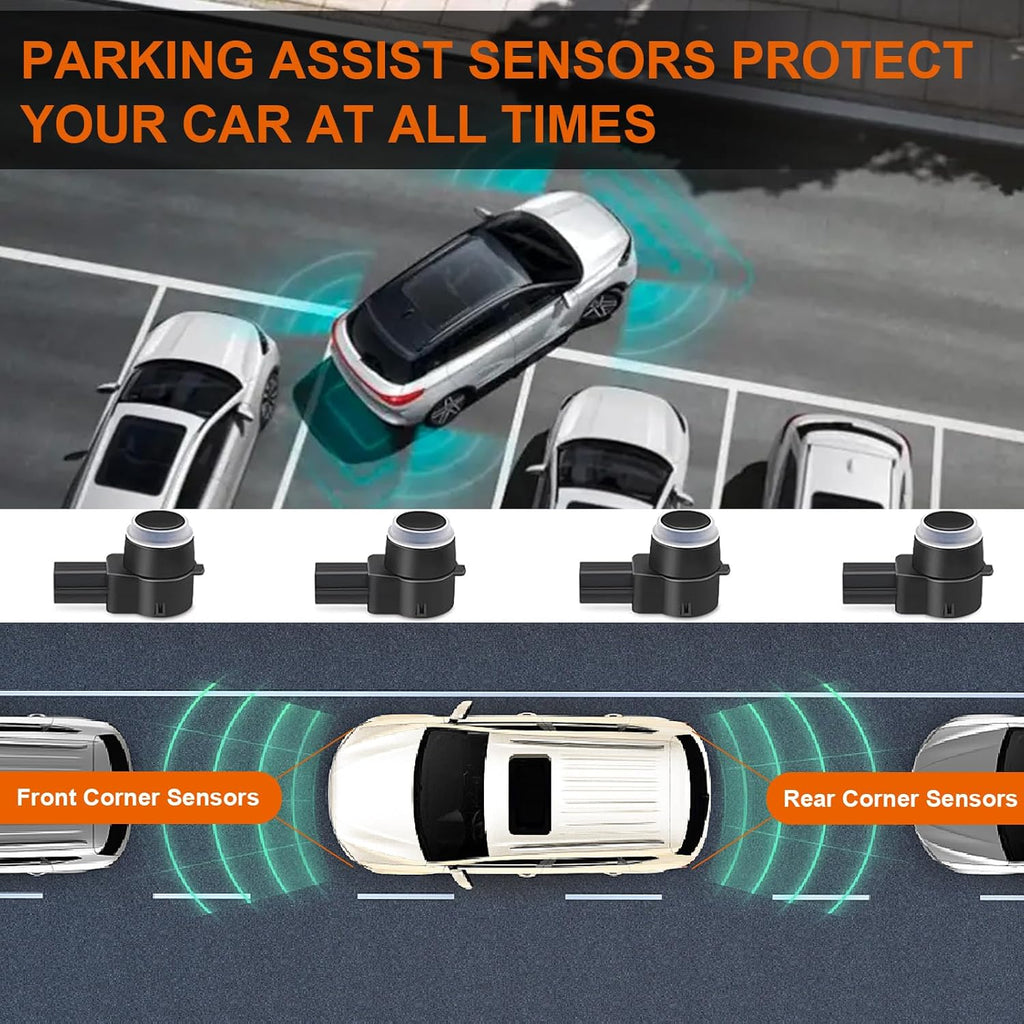 4 PCS PDC Parking Assist Sensor - Compatible with Dodge Journey, Durango, Ram 1500 2500 3500, Jeep Commander, Liberty, Grand Cherokee Reverse Backup Parking Sensor Replace 1EW63TZZAA