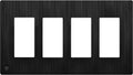 LIDER Brushed Finish Decorator Switch Cover, Screwless Wall Plate, Mid-Size 4-Gang 4.88" x 8.58", Unbreakable Polycarbonate Thermoplastic, UL Listed, LSWP-34M-BBK, Brushed Black