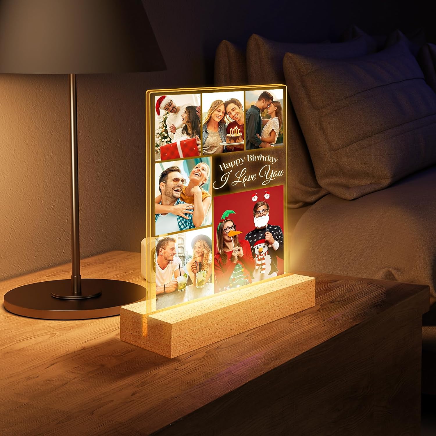 Personalized Birthday Gifts for Dad, Customized Picture Frames with Photo, Custom Photo Frame with Night Light, Personalized Gifts for Dad