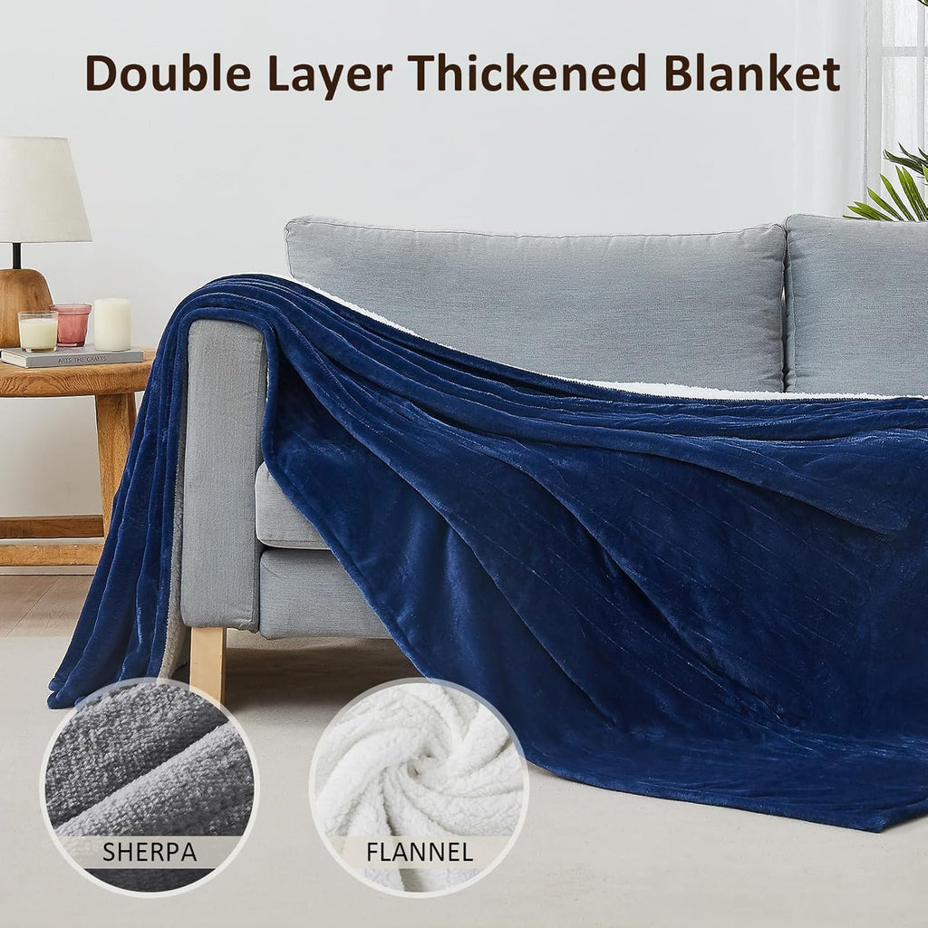 Heated Electric Blanket Twin Size - 62"x84" Flannel Heating Blanket with 10 Heating Levels & 5 Time Settings Over-Heat Protection, Winter Warmer for Adults with ETL Certification（Navy Blue）