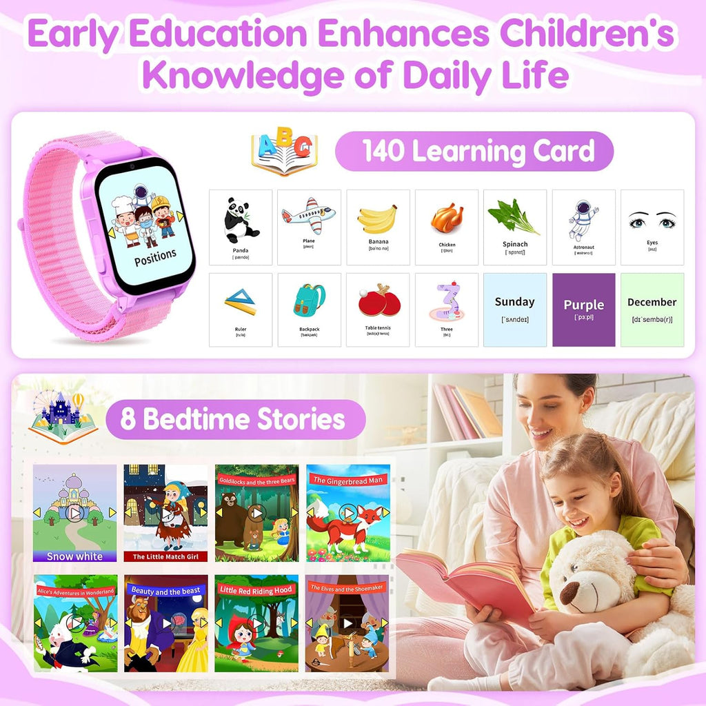 cjc HD Touchscreen Smartwatch for Girls Ages 4-12 - Includes 28 Games, Camera, Music, Pedometer - Fun & Educational Birthday Gift Idea (Purple)