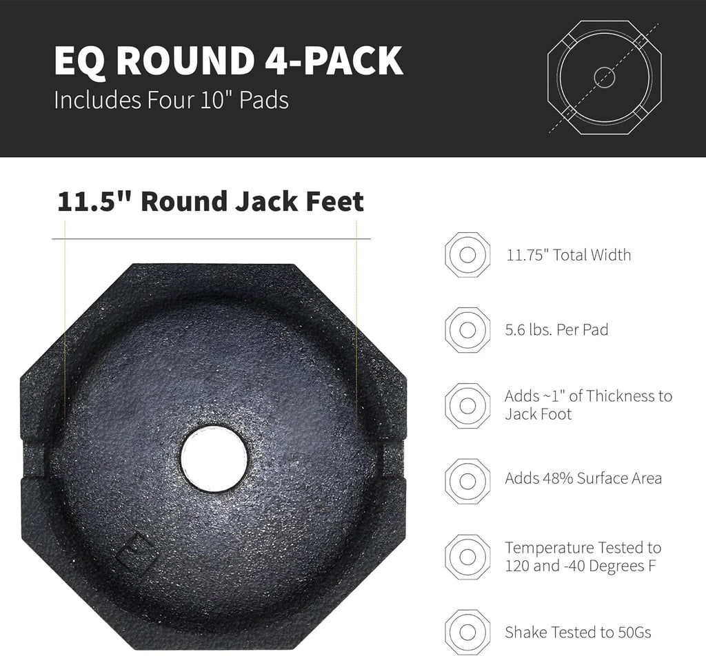 SnapPad EQ Permanently Attached RV Leveling Jack Pad for Equalizer Landing Feet (Round 4-Pack)