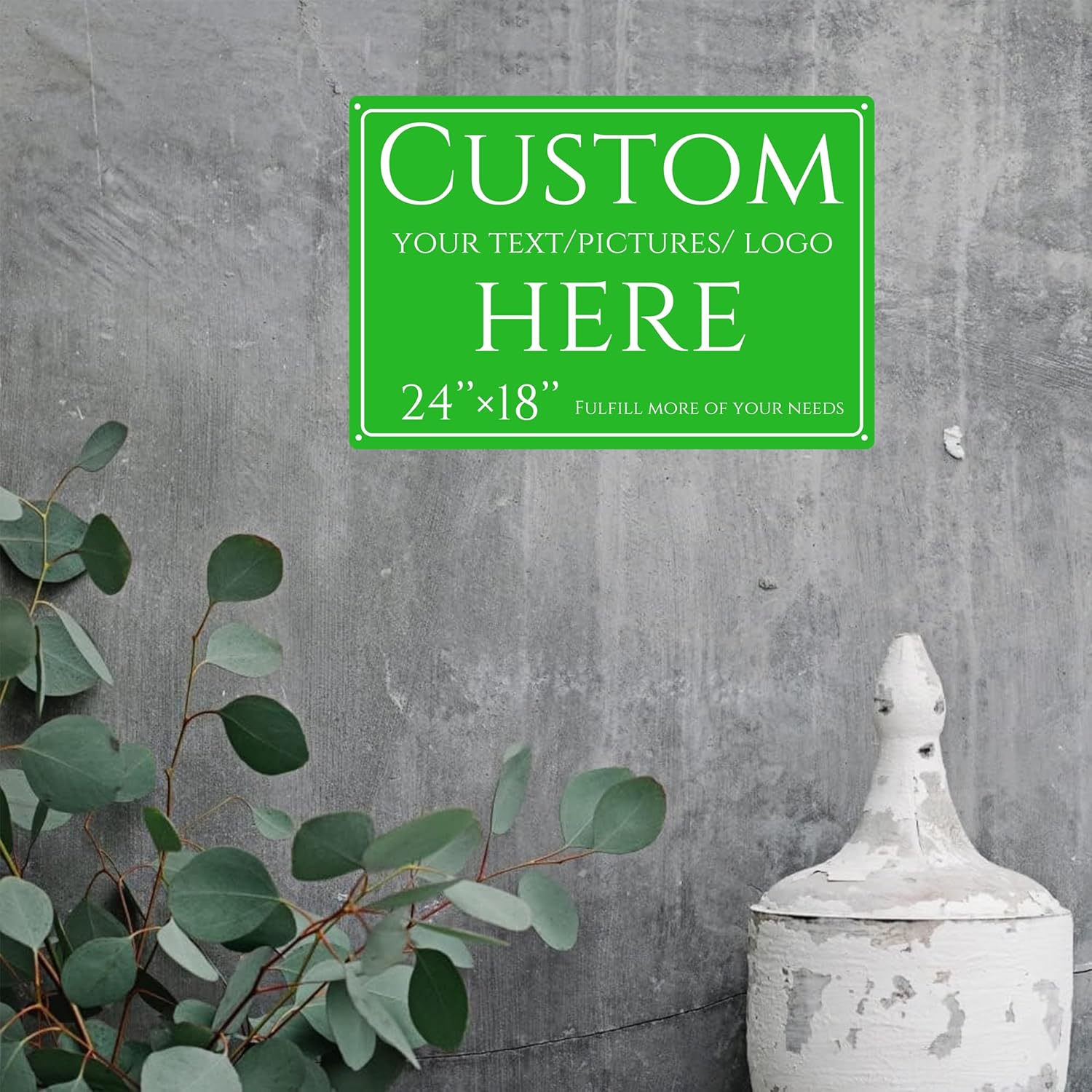 Custom Sign, personalized metal sign，Aluminum Weatherproof Metal Sign Multiple Sizes, Large, 24 * 18, reflective,Business, Workplace, office, Home, Delivery Signs(24 * 18 Inch)