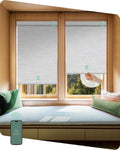 Yoolax Motorized Shades Dual Control, MotionFlex Motorized Roller Shades with App & Manual Control, Pull Down Automatic Shades for Indoor Windows, Custom Size(Blackout Jacquard White)