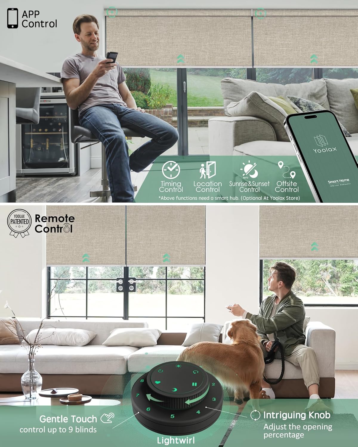 Yoolax Motorized Blinds with Remote, Blackout Smart Blinds Motorized Fabric Roller Shades Compatible with Alexa, Automatic Shades for Windows Custom Size (Beige)