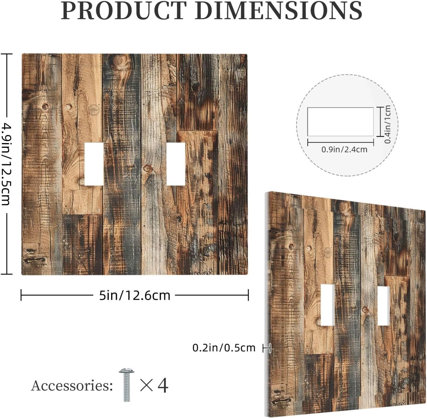 Decorative Switch Plates Rustic Brown Wood Pattern Splice Plank 2 Gang Double Toggle Outlet Light Switch Cover Wall Plate Electrical Faceplate For Farmhouse Cabin Decor