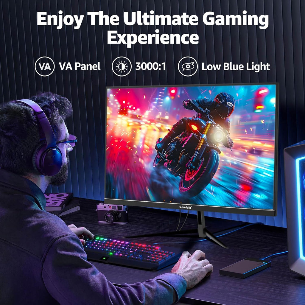 Gawfolk 32 Inch Curved Gaming Monitor, 180Hz 1500R QHD (2560x1440) 2K Computer Monitor with FreeSync, DisplayPort, HDMI, Wall Mountable, Eye Care for Home Office & Gaming