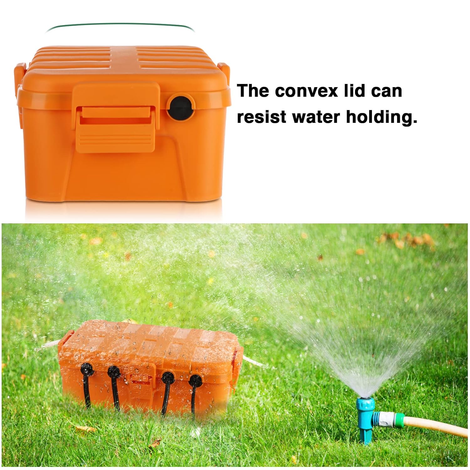 Flemoon Large Outdoor Electrical Box, IP54 Waterproof Outdoor Extension Cord Cover Weatherproof, Protect Outlet, Plug, Socket, Timer, Power Strip, Holiday Light Decoration, Orange