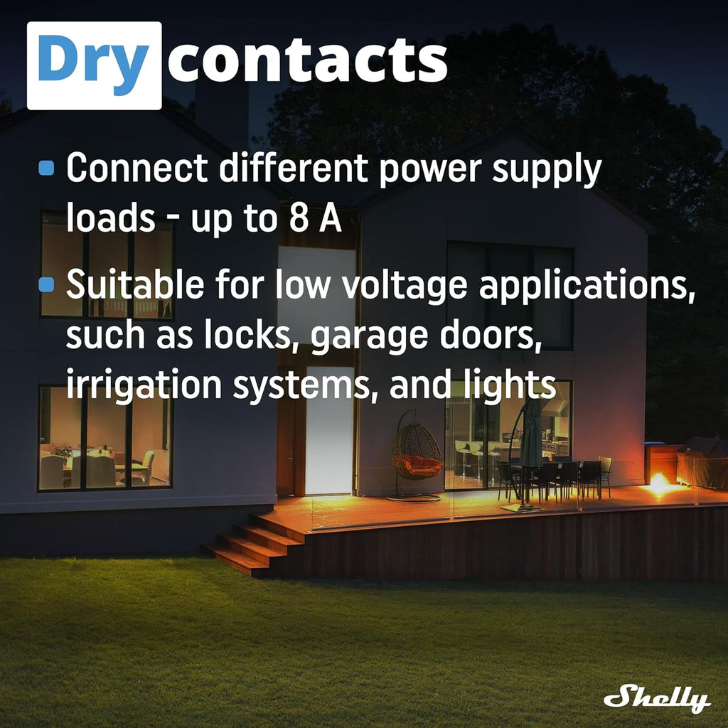 Shelly Wave 1 Mini US LR, Z-Wave Long Range Smart Switch Relay, 1-Channel 8 A with Dry Contacts, Compatible with Alexa, Google Home, SmartThings & Home Assistant, Bulletproof Security