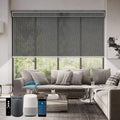 SmartWings Motorized Roller Shades 5% Openness Work with Homekit, Alexa SmartThings Google, Zigbee Motor Smart Blinds for Windows, Cordless Remote Control Window Shades, Customized, Charcoal Grey