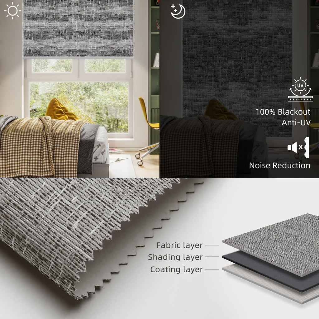 SmartWings Motorized Roller Shades Work with Homekit, Alexa Google, 100% Blackout Smart Blinds for Windows, Cordless Remote Control Window Shades, Safari Biscuit, Customized Size