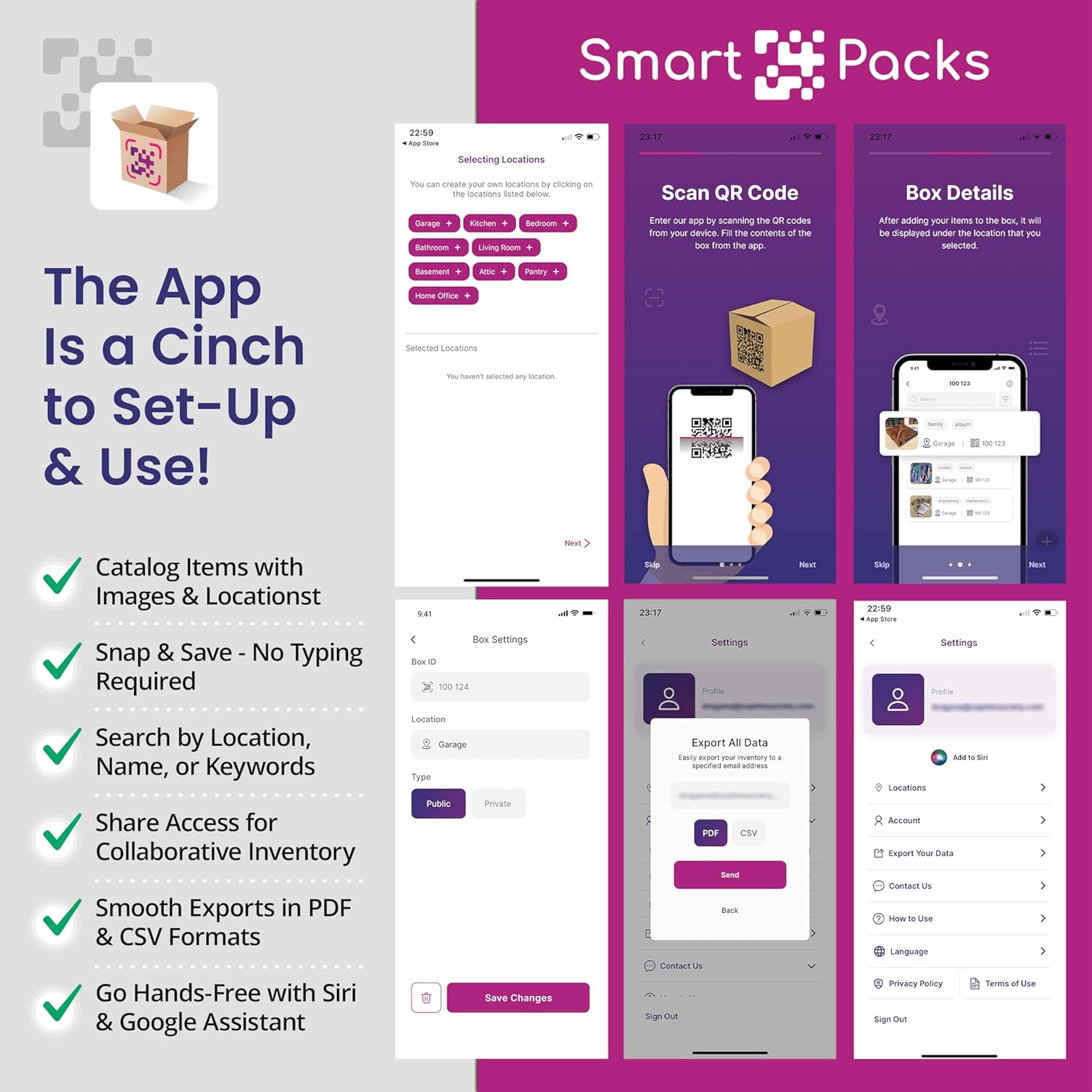 SmartPacks Colored QR Stickers - Premium Smart Labels for Storage Bins with AI-Powered App | Advanced Pack and Track Labels with QR Code for Inventory, Storage, Moving | 64 Stickers