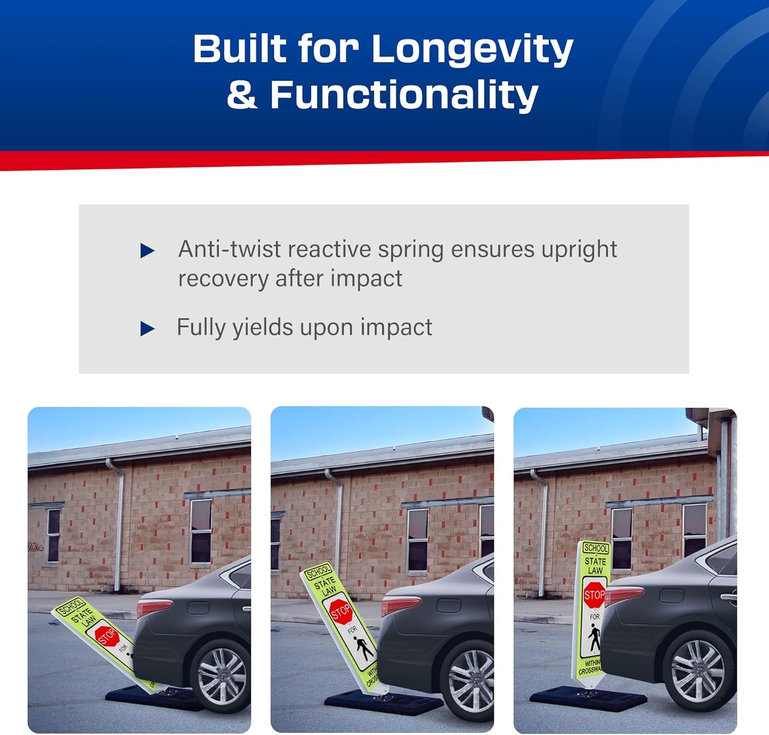 Impact Recovery - In-Street Pedestrian Crossing Signs - Street Sign - Road Sign - Pedestrian Safety Signs - School Stop with Portable Base