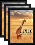 11x16 Picture Frame Set of 3,Wooden Frame 11x16 Wall Gallery Poster Photo frame Black with Durable Shatter Resistant Plexiglass for Wall Mounting Family -friend- wedding best gift